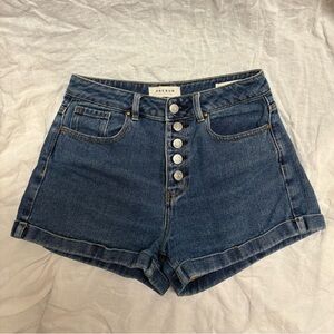 PacSun High Waist Blue Button-Fly Denim Mom Shorts, 25” Waist